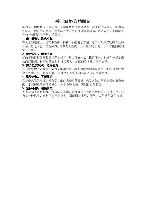 关于写努力的题记