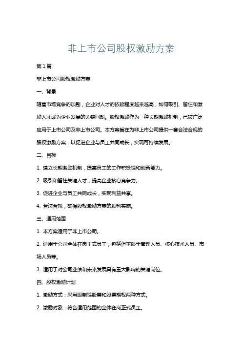 非上市公司股权激励方案