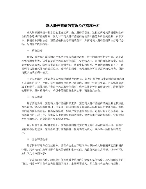 鸡大肠杆菌病的有效治疗措施分析