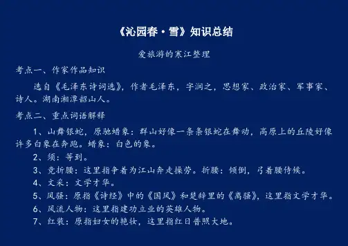 《沁园春·雪》知识总结
