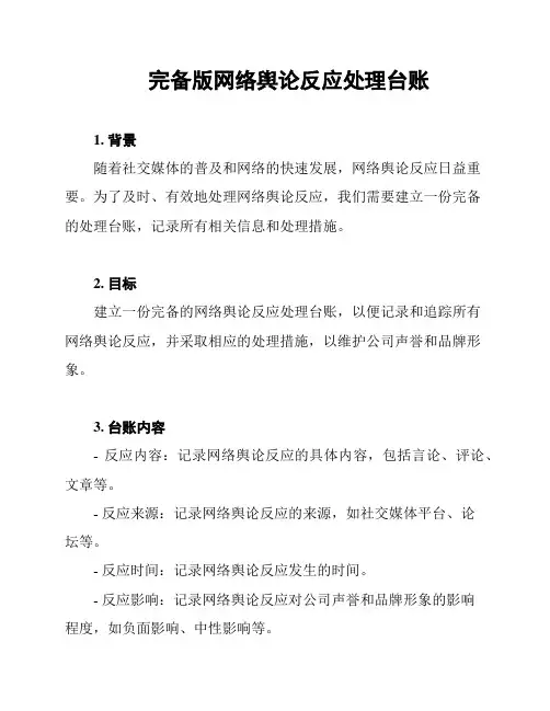 完备版网络舆论反应处理台账