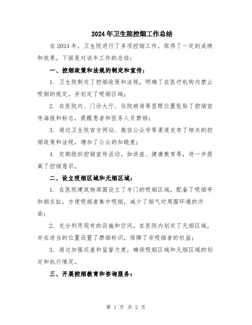 2024年卫生院控烟工作总结