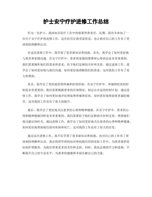 护士安宁疗护进修工作总结