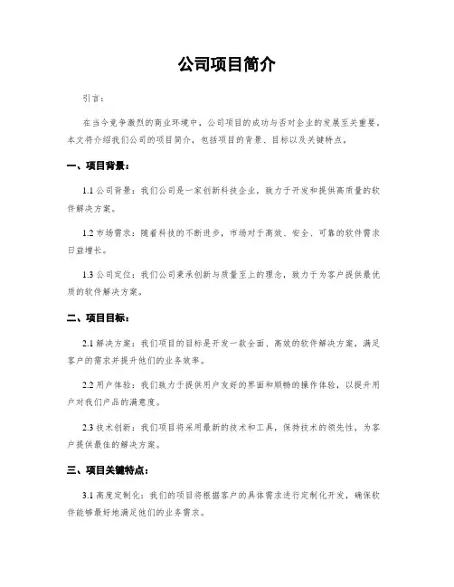 公司项目简介