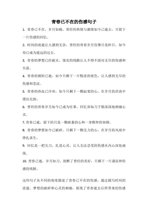 青春已不在的伤感句子