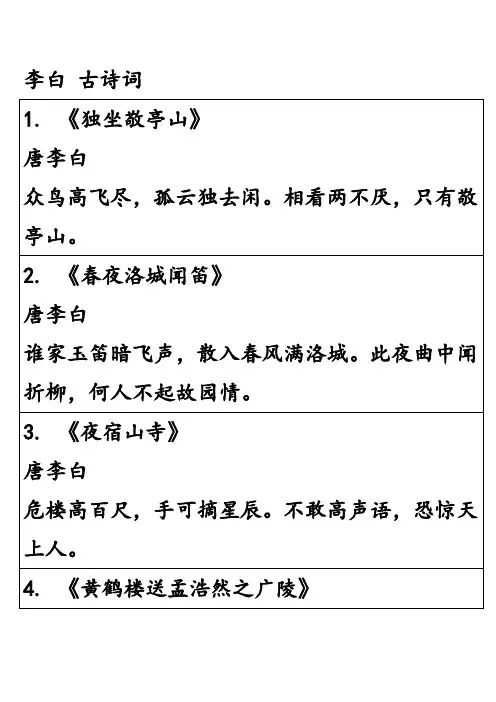 李白 古诗词