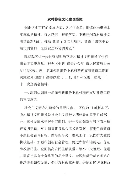 农村特色文化建设措施
