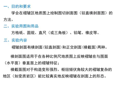 构造地质学实验绘制褶皱地区剖面图