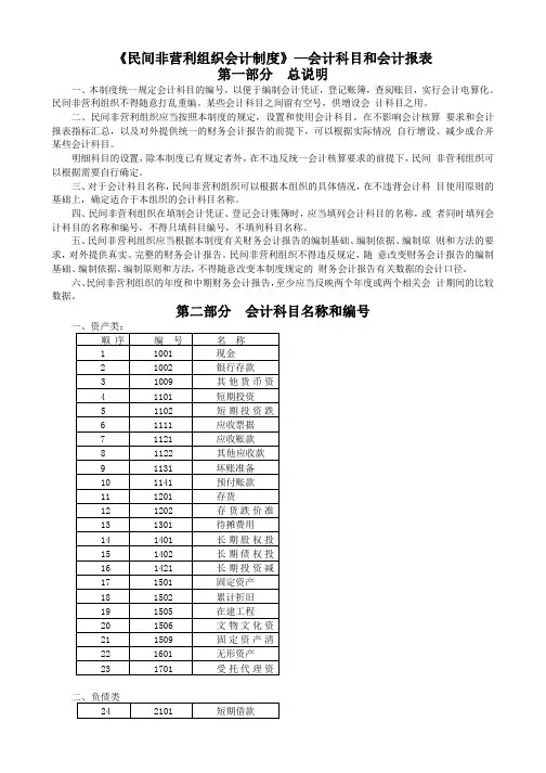 《民间非营利组织会计制度》—会计科目和会计报表 .doc