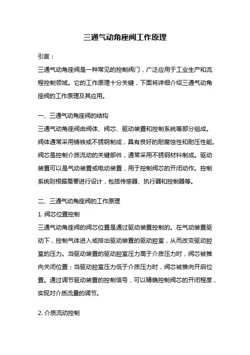 三通气动角座阀工作原理