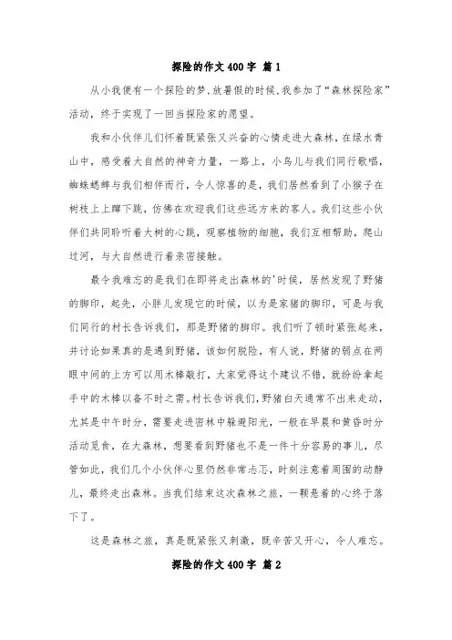 一次难忘的探险经历作文400字
