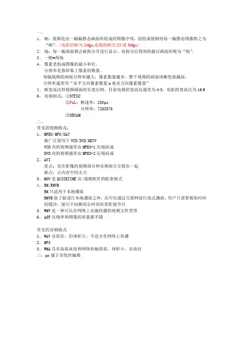 视频剪辑基础知识