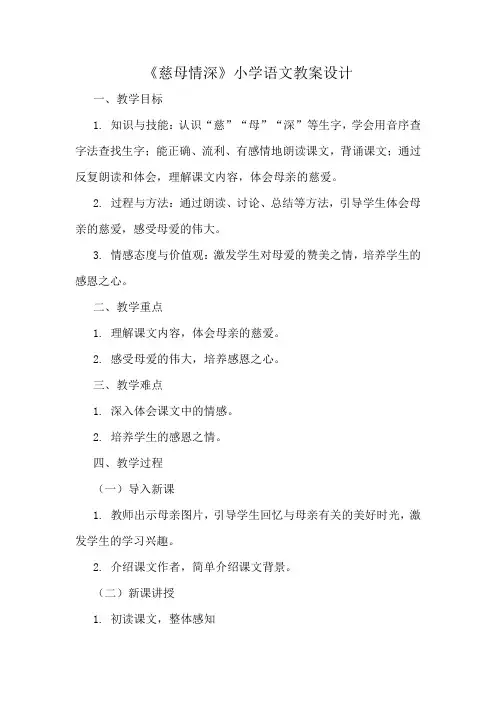《慈母情深》小学语文教案设计