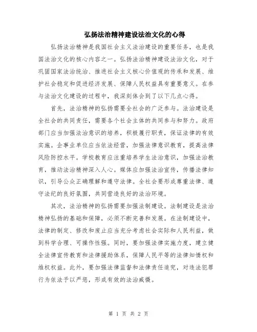 弘扬法治精神建设法治文化的心得