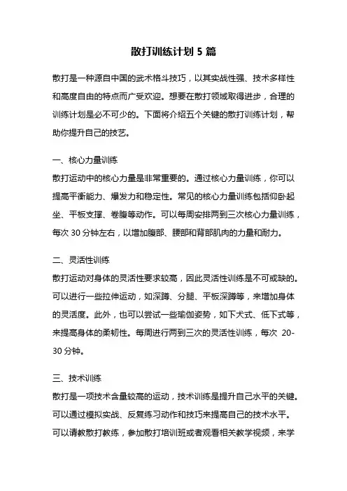 散打训练计划5篇