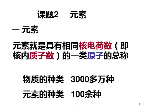 元素就是具有相同核电荷数(即核内质子数)的一类原子的PPT课件