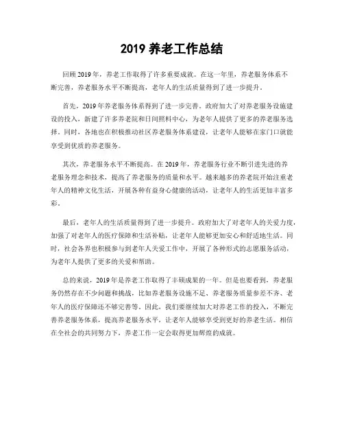 2019养老工作总结