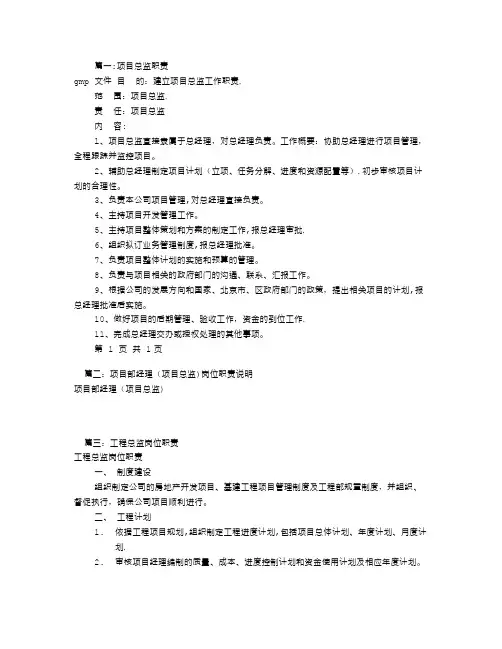 项目总监岗位职责(共6篇)