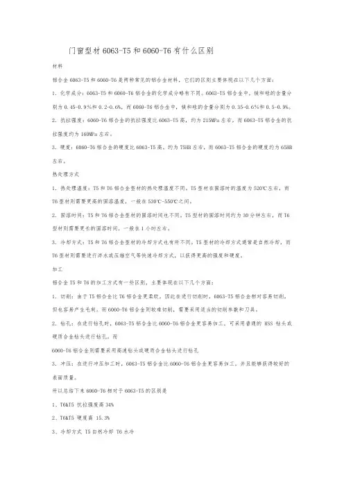 门窗型材6063-T5和6060-T6的区别