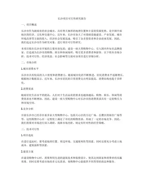 长沙项目可行性研究报告