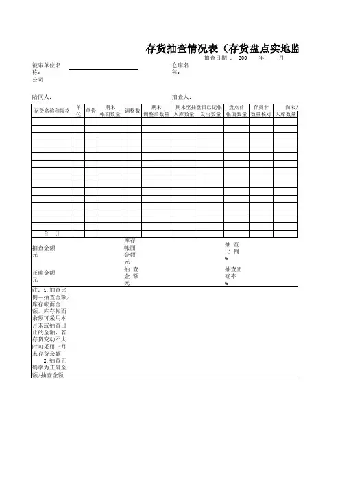 (新)存货抽查情况表(XLS)