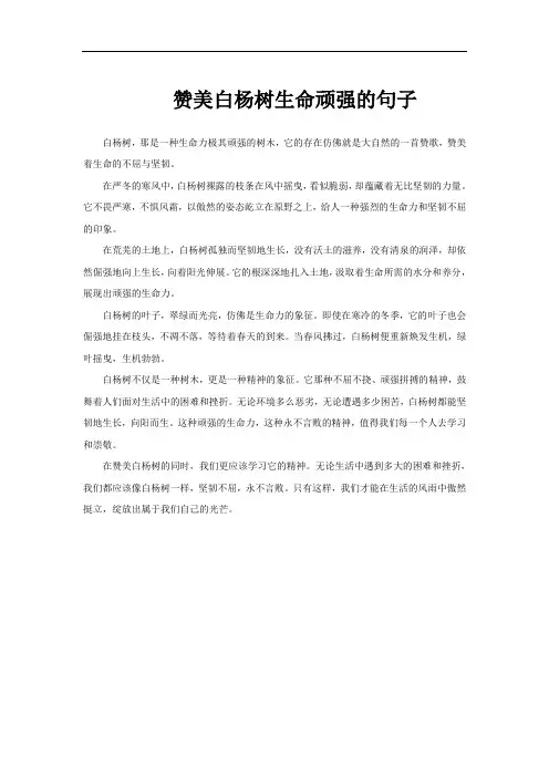 赞美白杨树生命顽强的句子