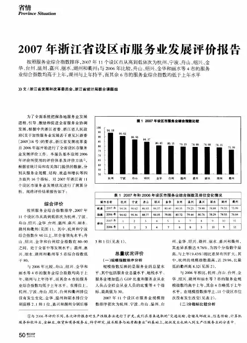 2007年浙江省设区市服务业发展评价报告