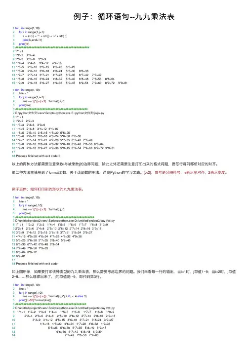 例子：循环语句--九九乘法表
