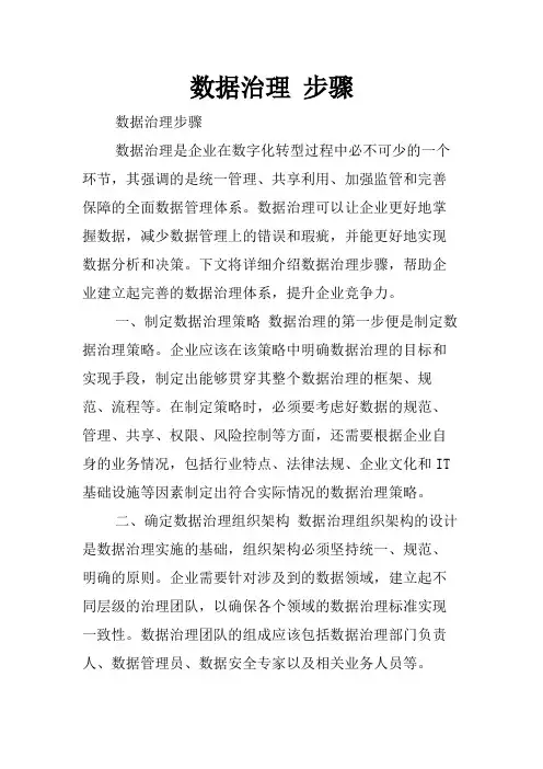 数据治理 步骤