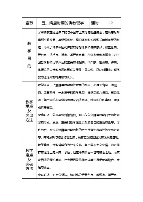 中国哲学史教案第5章隋唐时期的佛教哲学