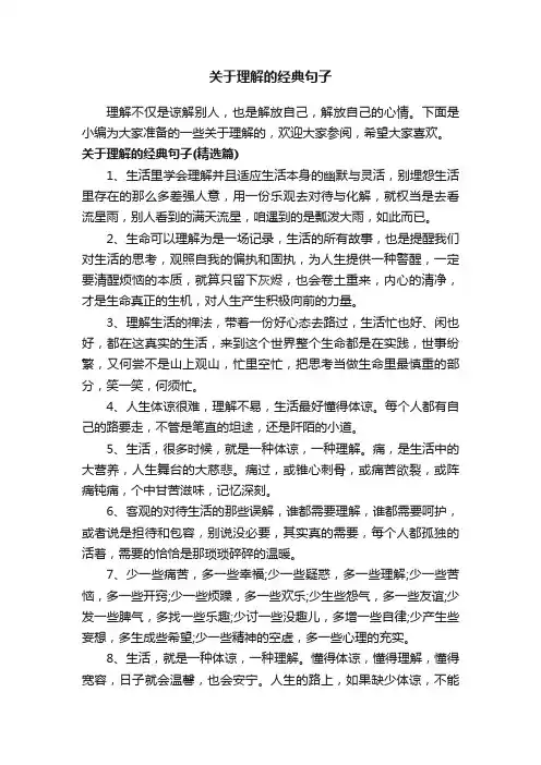 关于理解的经典句子