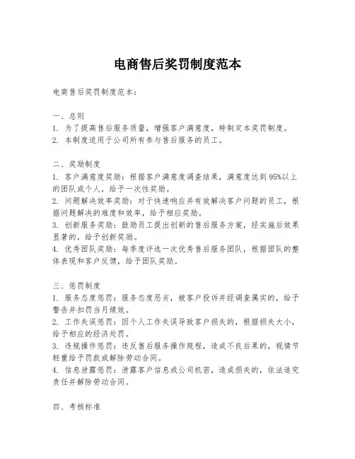 电商售后奖罚制度范本
