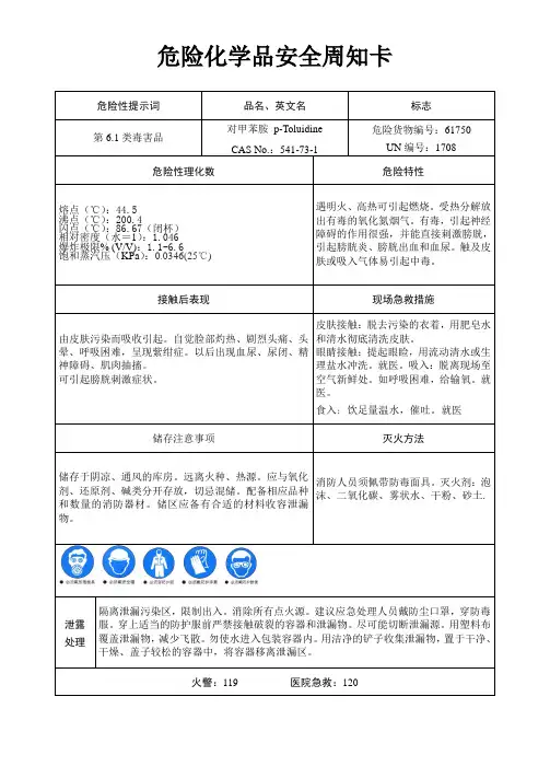危险化学品安全周知卡