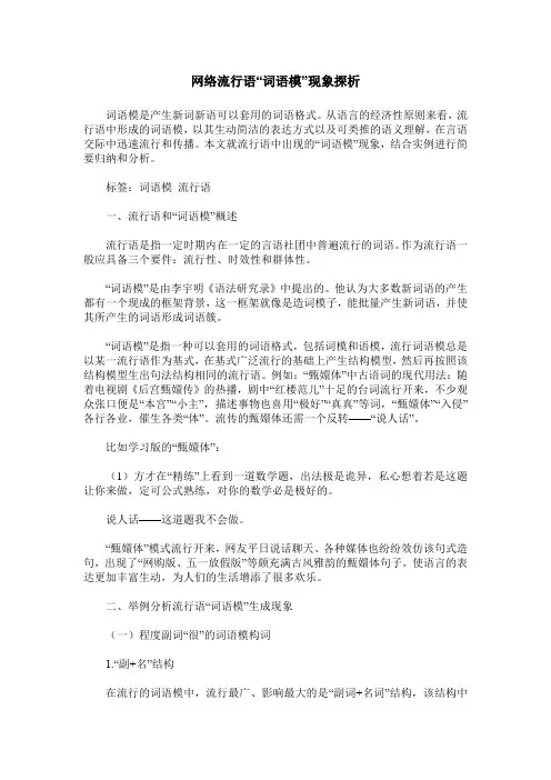 网络流行语“词语模”现象探析