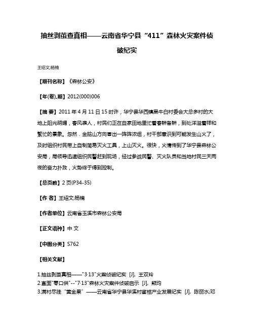 抽丝剥茧查真相——云南省华宁县“4·11”森林火灾案件侦破纪实