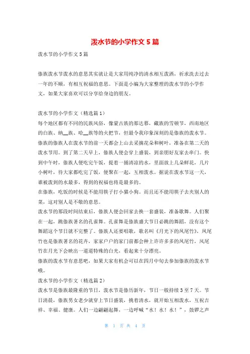 泼水节的小学作文5篇读友吧_1