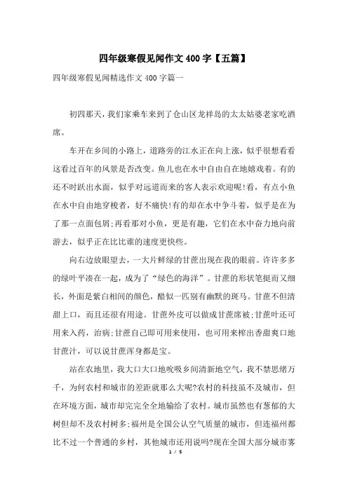 四年级寒假见闻作文400字【五篇】