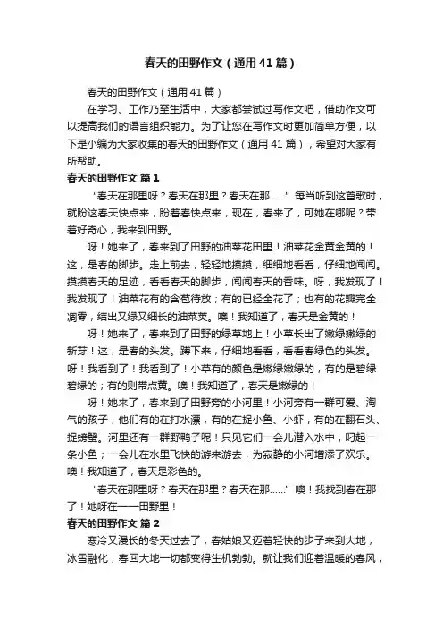春天的田野作文（通用41篇）