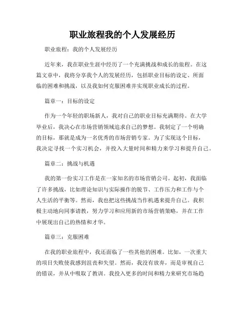 职业旅程我的个人发展经历