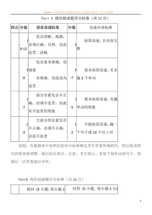 2011年广东省高考英语听说考试训练及答案模拟试卷