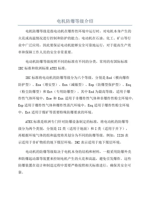 电机防爆等级介绍