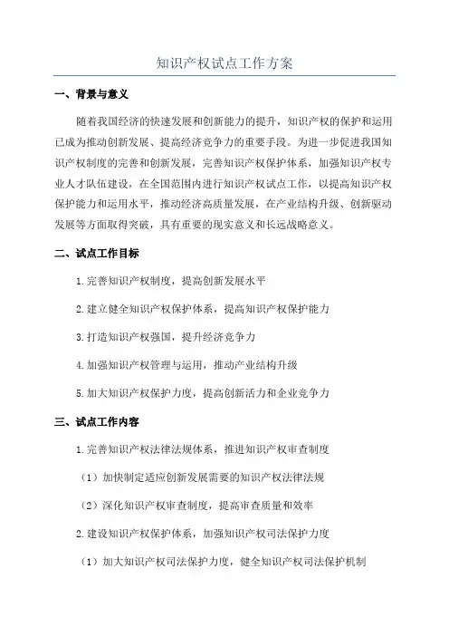知识产权试点工作方案