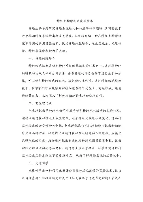 神经生物学实用实验技术pdf