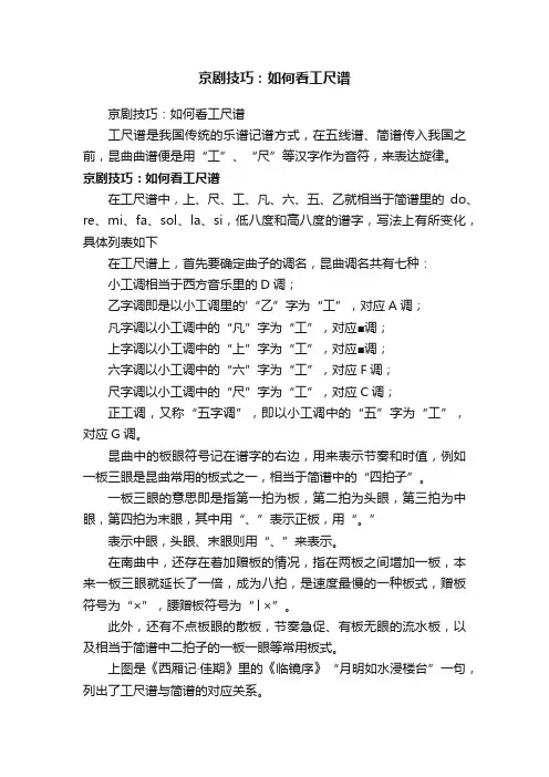 京剧技巧：如何看工尺谱