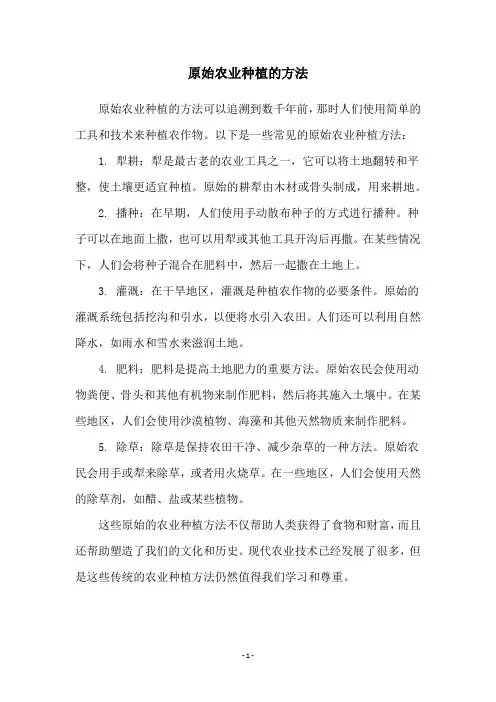 原始农业种植的方法