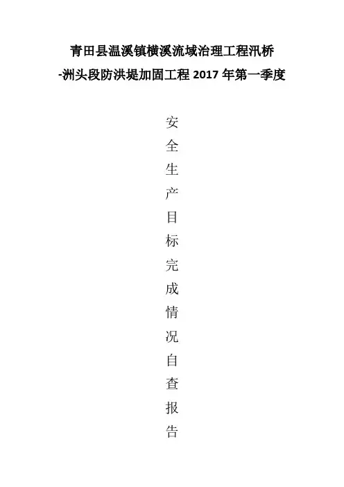 2017年第一季度安全生产目标完成情况自查报告