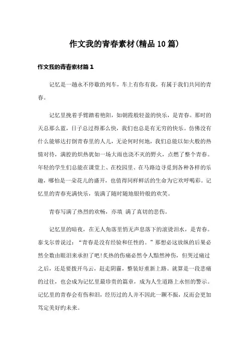作文我的青春素材(精品10篇)