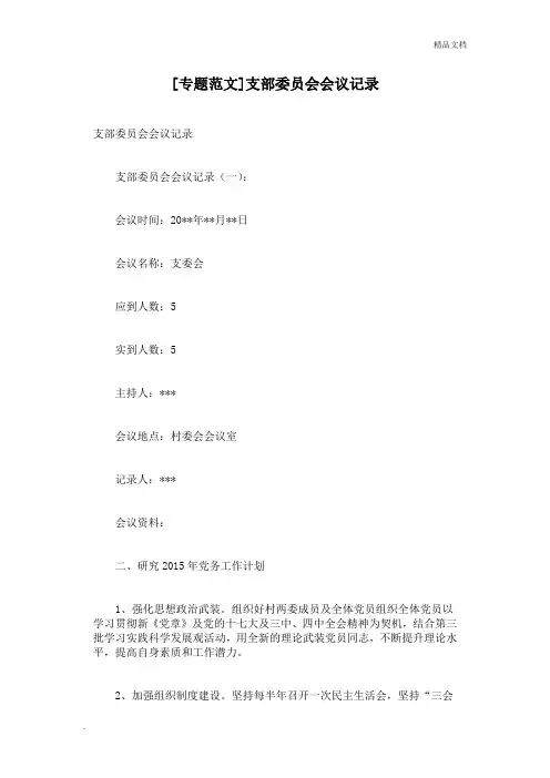 支部委员会会议记录