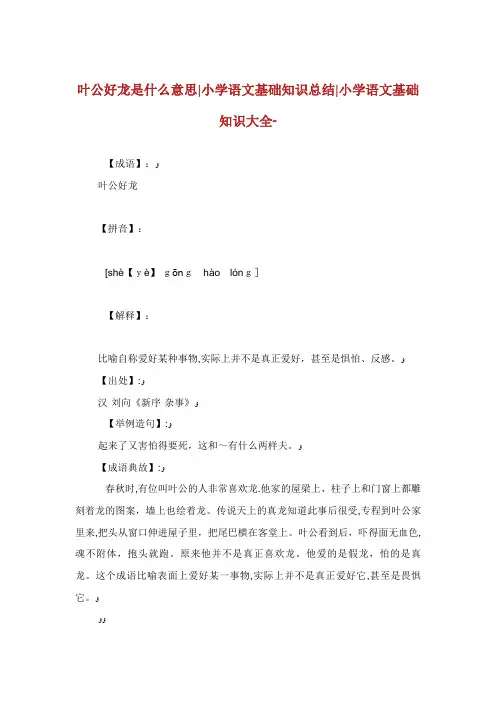 叶公好龙是什么意思小学语文基础知识总结