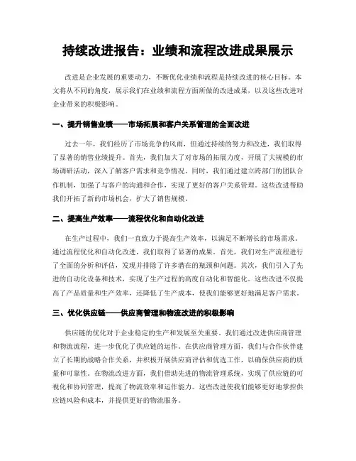 持续改进报告：业绩和流程改进成果展示